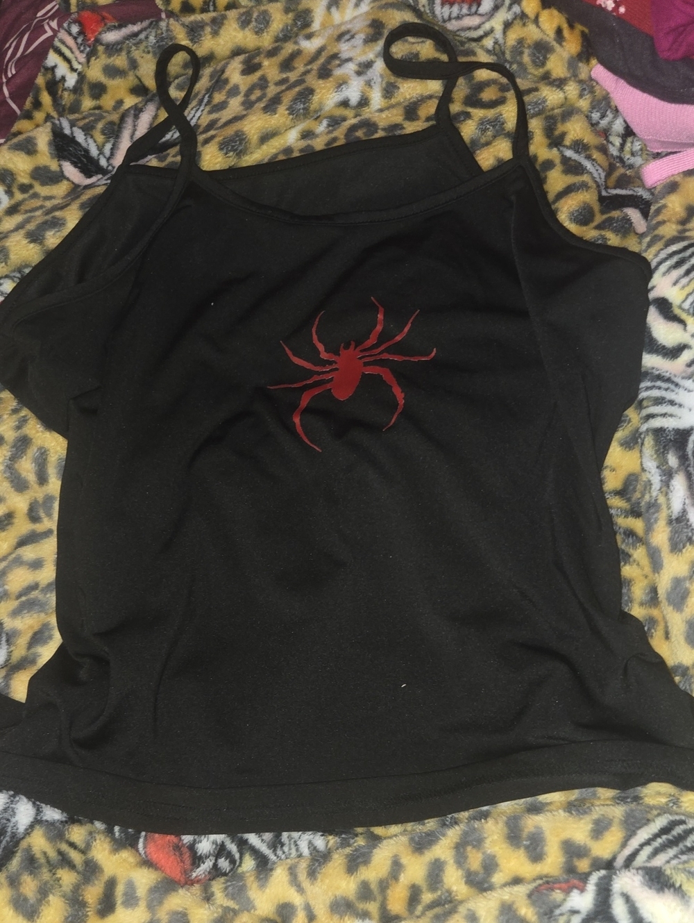 Black Women’s Spider Graphic Cami Tank Top